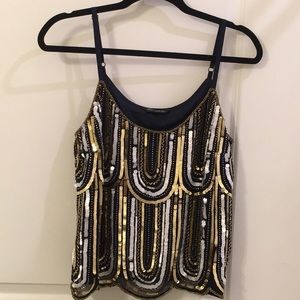 Miss Selfridge Sequined Blue Tank - like new!
